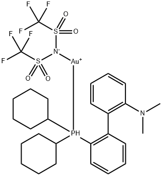 [2-(Dicyclohexylphosphino)-2'-(N,N-diMethylaMino)biphenyl][bis(trifluoroMethyl) sulfonyliMido]gold(I) Struktur