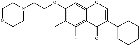 3-cyclohexyl-5-fluoro-6-methyl-7-[2-(morpholin-4-yl)ethoxy]-4H-chromen-4-one Struktur