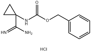 Carbamic acid, N-[1-(aminoiminomethyl)cyclopropyl]-, phenylmethyl ester, hydrochloride (1:1) Struktur