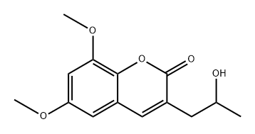 2H-1-Benzopyran-2-one, 3-(2-hydroxypropyl)-6,8-dimethoxy-, (+)- Struktur