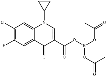 3-Quinolinecarboxylic acid, 7-chloro-1-cyclopropyl-6-fluoro-1,4-dihydro-4-oxo-, anhydride with boric acid (H3BO3), anhydride with acetic acid (1:1:2) Struktur