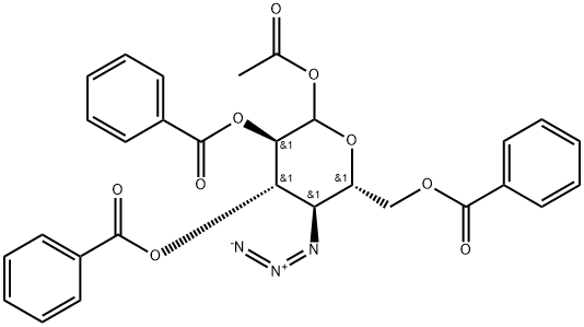 1-O-Acetyl-4-azido-2,3,6-tri-O-benzoyl-4-deoxy-D-glucopyranose Struktur