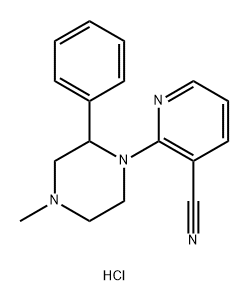 3-Pyridinecarbonitrile, 2-(4-methyl-2-phenyl-1-piperazinyl)-, hydrochloride (1:1) Struktur