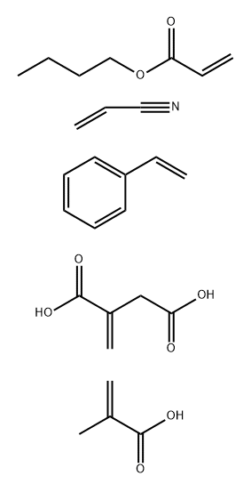 Butanedioic acid, methylene-, polymer with butyl 2-propenoate, ethenylbenzene, 2-methyl-2-propenoic acid and 2-propenenitrile Struktur