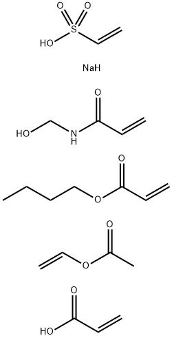 2-Propenoic acid, polymer with butyl 2-propenoate, ethenyl acetate, N-(hydroxymethyl)-2-propenamide and sodium ethenesulfonate Struktur