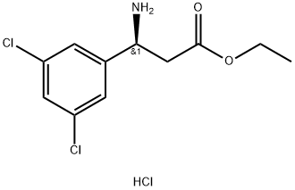 Benzenepropanoic acid, β-amino-3,5-dichloro-, ethyl ester, hydrochloride (1:1), (βS)- Struktur