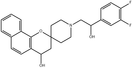 Spiro[2H-naphtho[1,2-b]pyran-2,4'-piperidine]-1'-ethanol, α-(3,4-difluorophenyl)-3,4-dihydro-4-hydroxy- Struktur