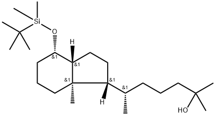 1H-Indene-1-pentanol, 4-[[(1,1-dimethylethyl)dimethylsilyl]oxy]octahydro-α,α,ε,7a-tetramethyl-, (εS,1R,3aR,4S,7aR)- Struktur