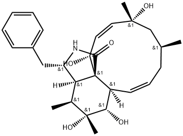 [11]Cytochalasa-13,19-dien-1-one, 6,7,18,21-tetrahydroxy-16,18-dimethyl-10-phenyl-, (7S,13E,16S,18R,19E,21R)- (9CI) Struktur