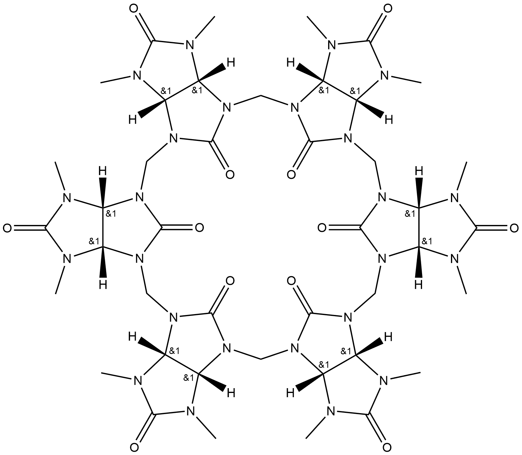 Dodecamethylbambus[6]uril hydrate, BU[6] Struktur