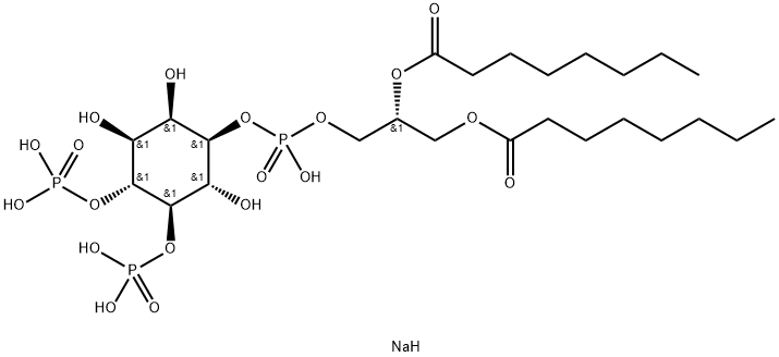 D-myo-Inositol, 1-[(2R)-2,3-bis[(1-oxooctyl)oxy]propyl hydrogen phosphate] 4,5-bis(dihydrogen phosphate), sodium salt (1:5) Struktur