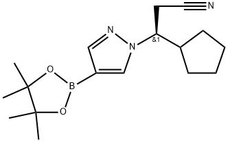 1H-Pyrazole-1-propanenitrile, β-cyclopentyl-4-(4,4,5,5-tetramethyl-1,3,2-dioxaborolan-2-yl)-, (βS)- Struktur