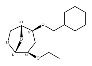 .beta.-D-ribo-Hexopyranose, 1,6-anhydro-4-O-(cyclohexylmethyl)-3-deoxy-2-O-ethyl- Struktur