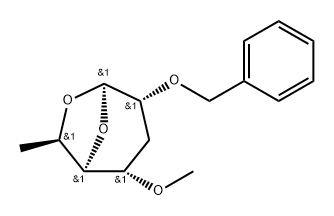 .beta.-allo-Heptopyranose, 1,6-anhydro-3,7-dideoxy-4-O-methyl-2-O-(phenylmethyl)- Struktur