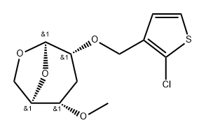 .beta.-ribo-Hexopyranose, 1,6-anhydro-2-O-(2-chloro-3-thienyl)methyl-3-deoxy-4-O-methyl- Struktur