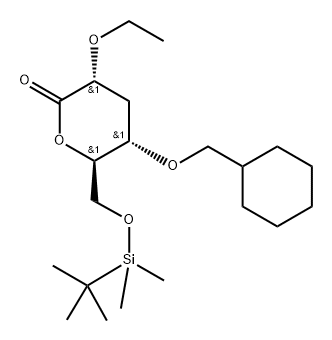 D-ribo-Hexonic acid, 4-O-(cyclohexylmethyl)-3-deoxy-6-O-(1,1-dimethylethyl)dimethylsilyl-2-O-ethyl-, .delta.-lactone Struktur