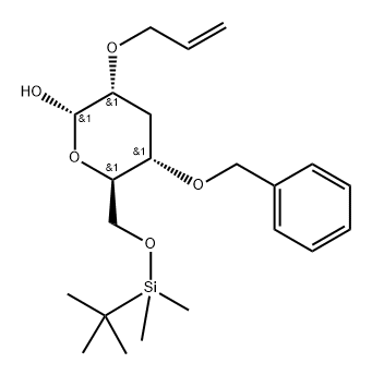 .alpha.-D-ribo-Hexopyranose, 3-deoxy-6-O-(1,1-dimethylethyl)dimethylsilyl-4-O-(phenylmethyl)-2-O-2-propenyl- Struktur