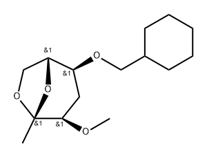 .beta.-D-ribo-2-Heptulopyranose, 2,7-anhydro-5-O-(cyclohexylmethyl)-1,4-dideoxy-3-O-methyl- Struktur