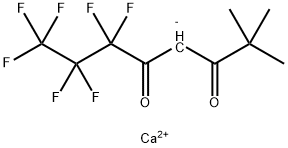 Bis(1,1,1,2,2,3,3-heptafluoro-7,7-dimethyloctane-4,6-dionato)calcium(II) Struktur