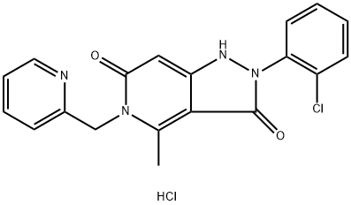 1H-Pyrazolo[4,3-c]pyridine-3,6(2H,5H)-dione, 2-(2-chlorophenyl)-4-methyl-5-(2-pyridinylmethyl)-, hydrochloride (1:1) Struktur