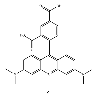 Xanthylium, 9-(2,4-dicarboxyphenyl)-3,6-bis(dimethylamino)-, chloride (1:1) Struktur