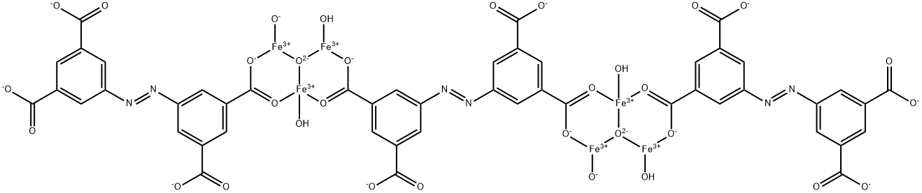 Tetraaqua[μ4-[[5,5′-(1,2-diazenediyl)bis[1,3-benzenedicarboxylato-κO1:κO′1]](4-)]]bis[μ-[5-[2-(3,5-dicarboxyphenyl)diazenyl]-1,3-benzenedicarboxylato(4-)-κO1:κO′1]]dihydroxydi-μ3-oxohexairon Struktur