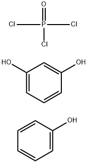 Phosphoric trichloride, polymer with 1,3-benzenediol, phenyl ester Struktur