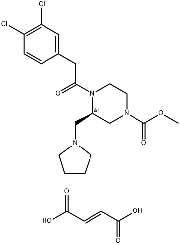 (R)-Methyl 4-(2-(3,4-dichlorophenyl)acetyl)-3-(pyrrolidin-1-ylmethyl)piperazine-1-carboxylate fumarate Struktur