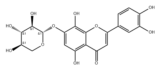 4H-1-Benzopyran-4-one, 2-(3,4-dihydroxyphenyl)-5,8-dihydroxy-7-(β-D-xylopyranosyloxy)- Struktur