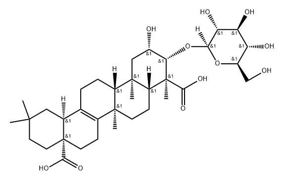  (2β,3β,4α)-3-(β-D-glucopyranosyloxy)-2-hydroxy-27-Norolean-13-ene-23,28-dioic acid Struktur