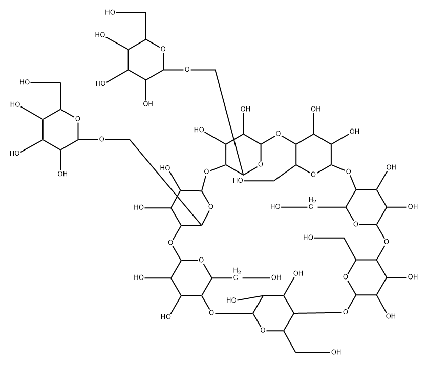 6(1),6(2)-di-O-(alpha-glucopyranosyl)cyclomaltoheptaose Struktur