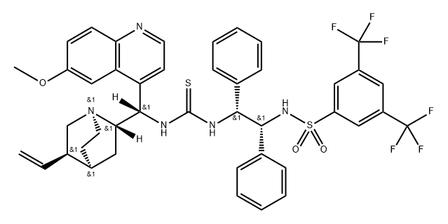 N-[(1R,2R)-2-[[[[(8α,9S)-6'-Methoxycinchonan-9-yl]aMino]thioxoMethyl]aMino]-1,2-diphenylethyl]-3,5-bis(trifluoroMethyl)-BenzenesulfonaMide Struktur