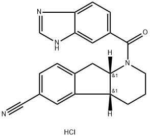 1H-Indeno[2,1-b]pyridine-6-carbonitrile, 1-(1H-benzimidazol-6-ylcarbonyl)-2,3,4,4a,9,9a-hexahydro-, hydrochloride (1:1), (4aR,9aS)- Struktur