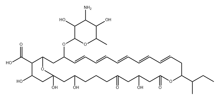 12,31-Dioxabicyclo[25.3.1]hentriaconta-15,17,19,21,23-pentaene-28-carboxylic acid, 25-[(3-amino-3,6-dideoxy-β-D-mannopyranosyl)oxy]-1,3,9,29-tetrahydroxy-13-(1-methylpropyl)-7,11-dioxo- (9CI) Struktur