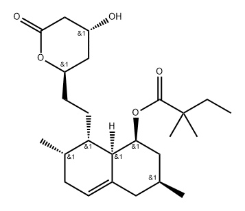 (1S,3S,7S,8S,8aR)-8-(2-((2R,4R)-4-hydroxy-6-oxotetrahydro-2H- pyran-2-yl)ethyl)-3,7-dimethyl-1,2,3,4,6,7,8,8a-octahydronaphthalen- 1-yl 2,2-dimethylbutanoate Struktur