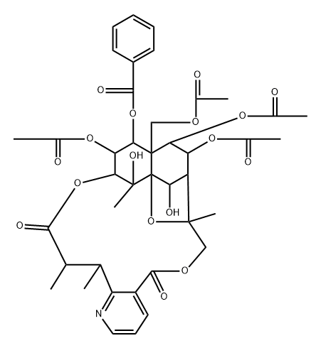 6-Hydroxy-8α-acetoxy-1α-(benzoyloxy)-1,6-dides(acetoxy)-8-deoxoevonine Struktur