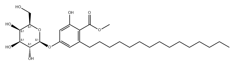 Benzoic acid, 4-(β-D-galactopyranosyloxy)-2-hydroxy-6-pentadecyl-, methyl ester Struktur