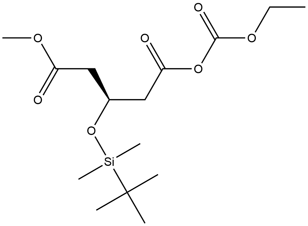 Pentanedioic acid, 3-[[(1,1-dimethylethyl)dimethylsilyl]oxy]-, 1-anhydride with ethyl carbonate, 5-methyl ester, (3S)- Struktur