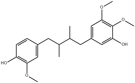 Phenol, 5-[4-(4-hydroxy-3-methoxyphenyl)-2,3-dimethylbutyl]-2,3-dimethoxy-, (-)- Struktur