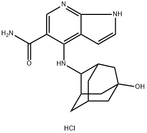 1H-Pyrrolo[2,3-b]pyridine-5-carboxamide, 4-[(5-hydroxytricyclo[3.3.1.13,7]dec-2-yl)amino]-, hydrochloride (1:1), stereoisomer Struktur