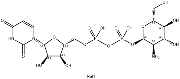 Uridine 5'-(trihydrogen diphosphate), P'-(2-amino-2-deoxy-α-D-glucopyranosyl) ester, sodium salt (1:2) Struktur