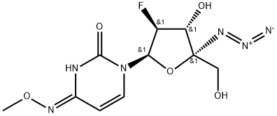 2(1H)-Pyrimidinone, 1-(4-C-azido-2-deoxy-2-fluoro-β-D-arabinofuranosyl)-4-(methoxyamino)- Struktur