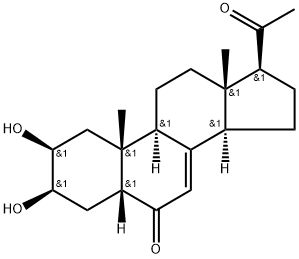 Pregn-7-ene-6,20-dione, 2,3-dihydroxy-, (2β,3β,5β)- Struktur