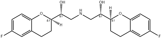 2H-1-Benzopyran-2-methanol, α,α'-[iminobis(methylene)]bis[6-fluoro-3,4-dihydro-, (αR,α'S,2R,2'S)- Struktur