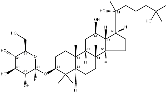 3-O-β-D- glucopyranosyl-3β,12β,20(R),25-tetrahydroxy daMMarane Struktur