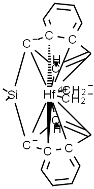 [(dimethylsilylene)bis((1,2,3,3a,7a-η)-1H-inden-1-ylidene)dimethyl]hafnium Struktur