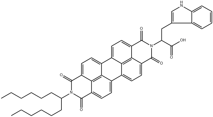 Anthra[2,1,9-def:6,5,10-d'e'f']diisoquinoline-2(1H)-acetic acid, 9-(1-hexylheptyl)-3,8,9,10-tetrahydro-α-(1H-indol-3-ylmethyl)-1,3,8,10-tetraoxo- Struktur