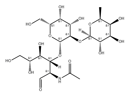 O-6-Deoxy-beta-L-galactopyranosyl-(1-2)-O-beta-D-galactopyranosyl-(1-3)-2-(acetylamino)-2-deoxy-D-glucose Struktur