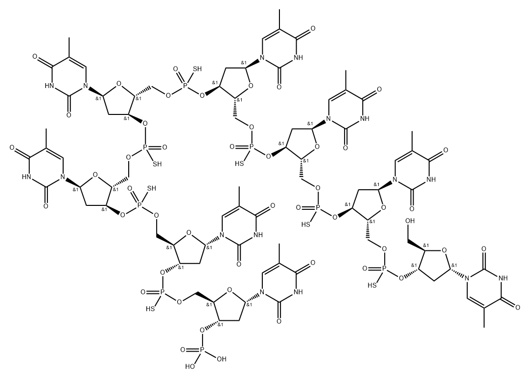 alpha-2'-deoxyoctathymidylate phosphorothioate Struktur