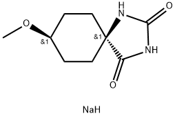 sodium (5s,8s)-8-methoxy-2,4-dioxo-1,3-diazaspiro[4.5]decan-3-ide Struktur